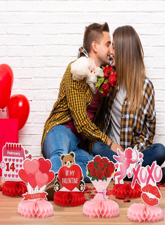 مجموعة DTOFOOT من 10 قطع من زينة طاولة على شكل خلية نحل، زينة طاولة على شكل خلية نحل لمستلزمات حفلات أعياد الميلاد (بنمط عيد الحب) - Image 5